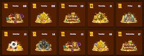 Scarabet's bonus calendar