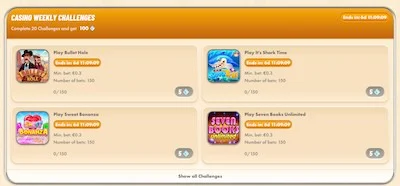 Weekly challenges at Vegasino